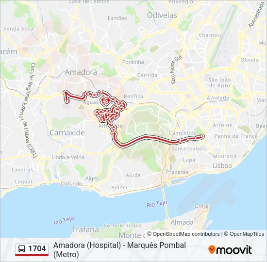 1704 Bus Line Map