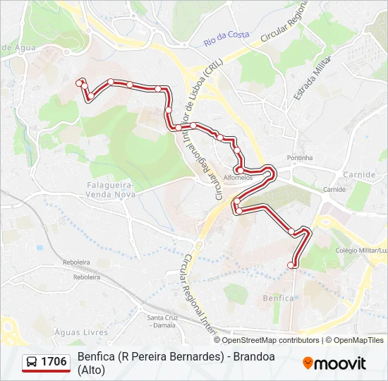 1706 Bus Line Map