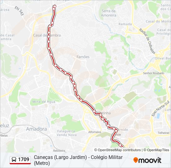 1709 bus Line Map