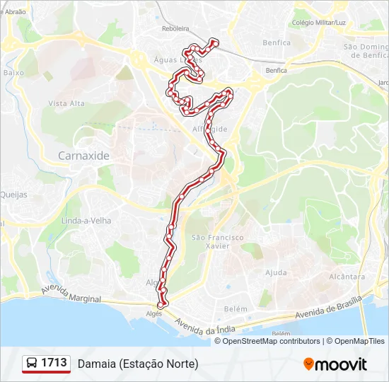 1713 Bus Line Map