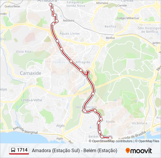 1714 bus Line Map