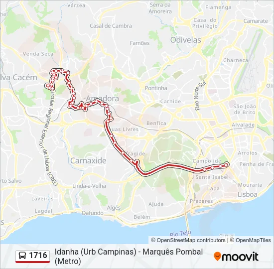 1716 Bus Line Map