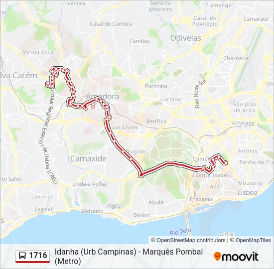 1716 Bus Line Map