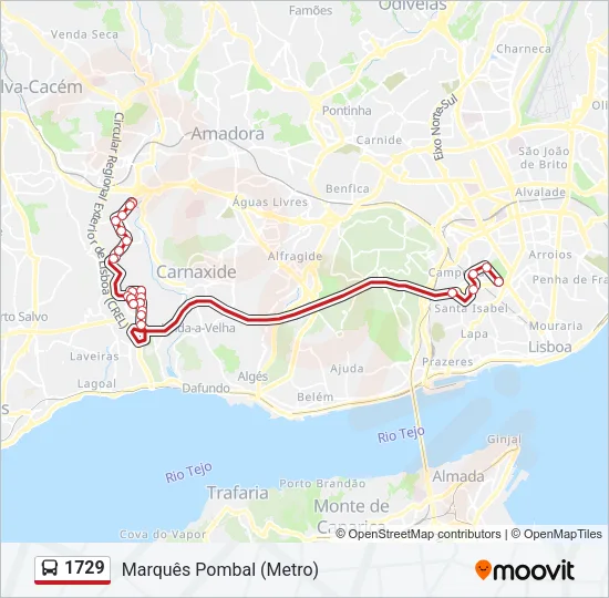 1729 Bus Line Map