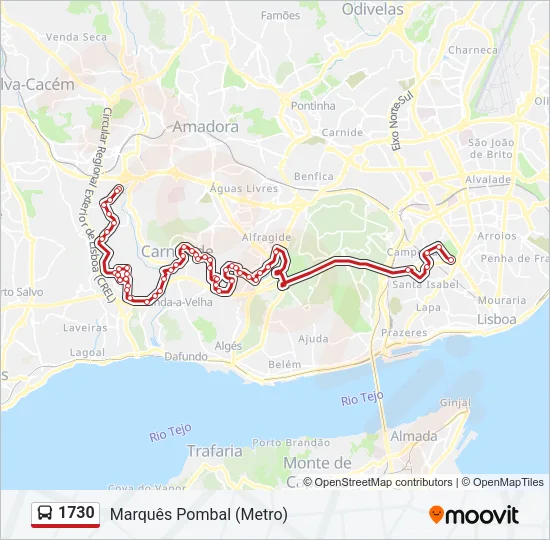 1730 Bus Line Map