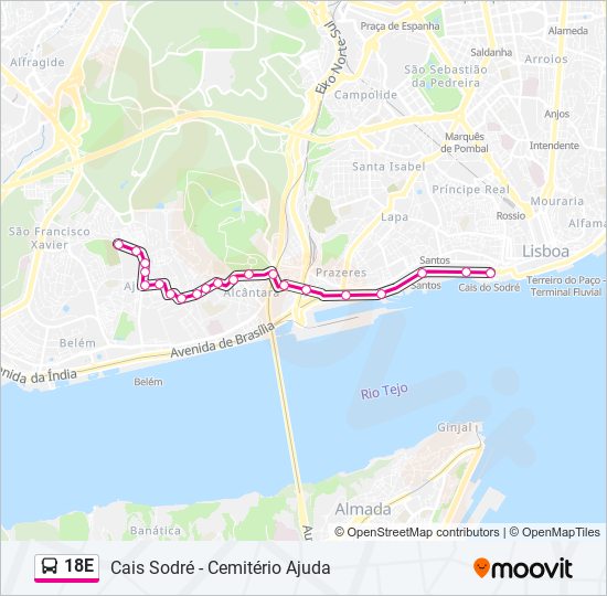 18E Bus Line Map