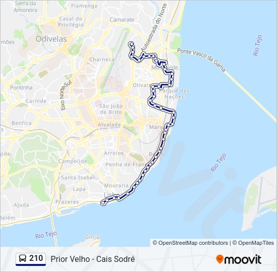 210 Bus Line Map