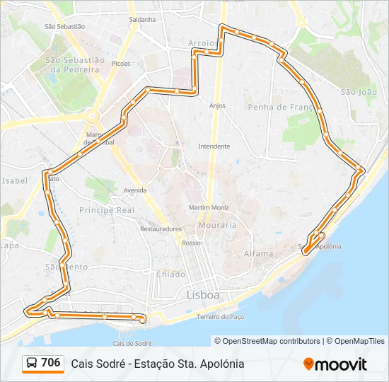 706 Bus Line Map