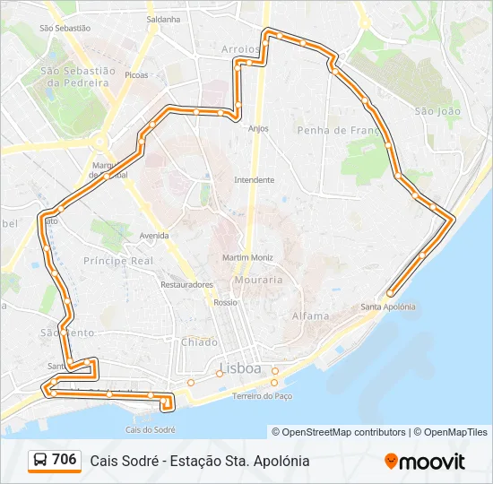 706 Bus Line Map