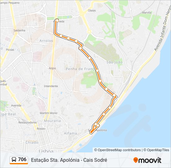 706 Bus Line Map