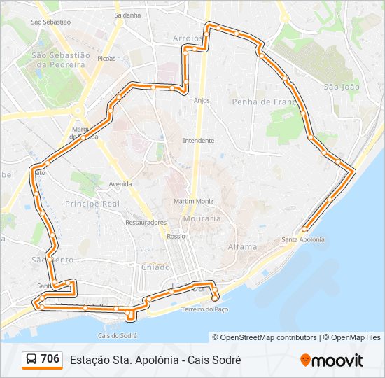 706 Bus Line Map