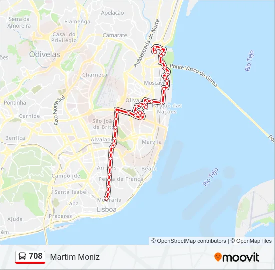 708 Bus Line Map