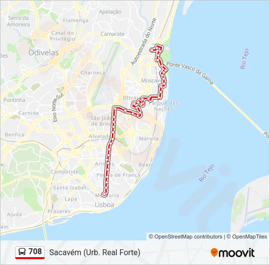 708 Bus Line Map