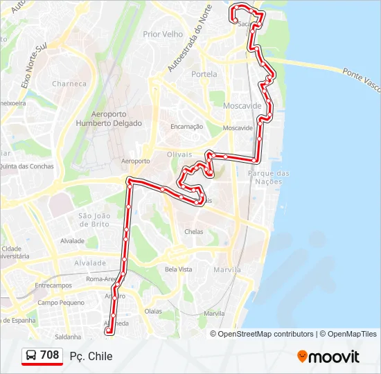 708 Bus Line Map
