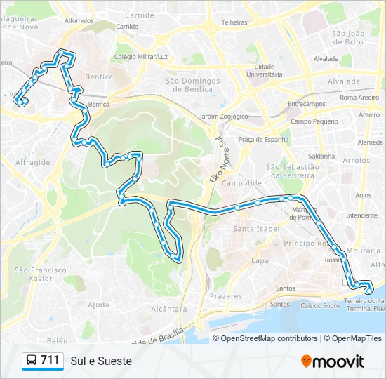 711 Bus Line Map