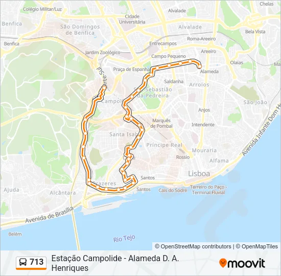 713 Bus Line Map