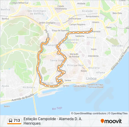 713 Bus Line Map
