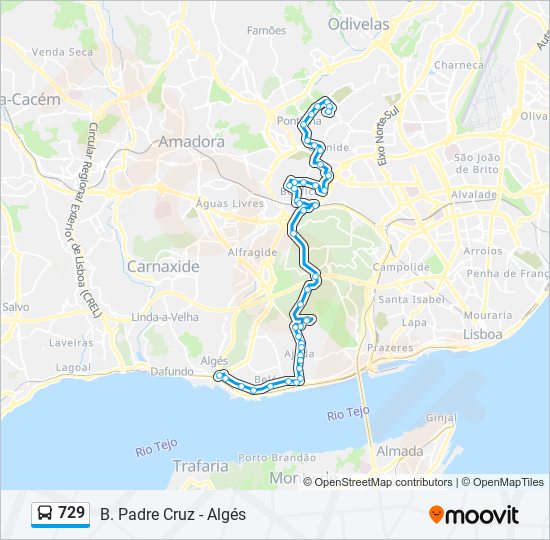 729 bus Line Map