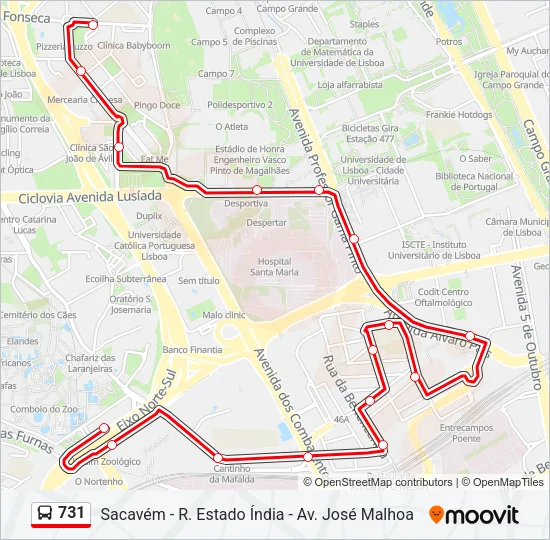 731 Bus Line Map