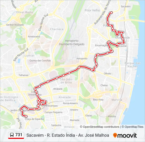 731 Bus Line Map