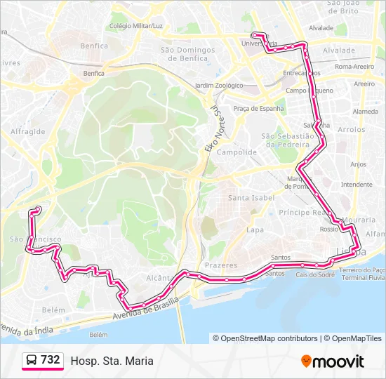 732 Bus Line Map