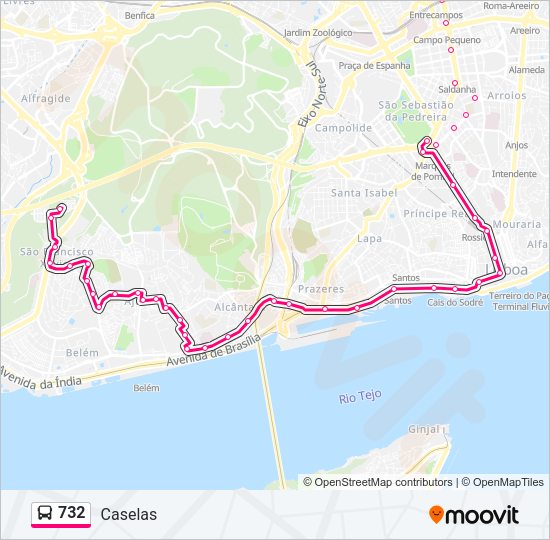 732 Bus Line Map