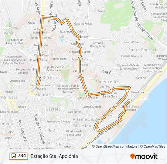 734 Bus Line Map