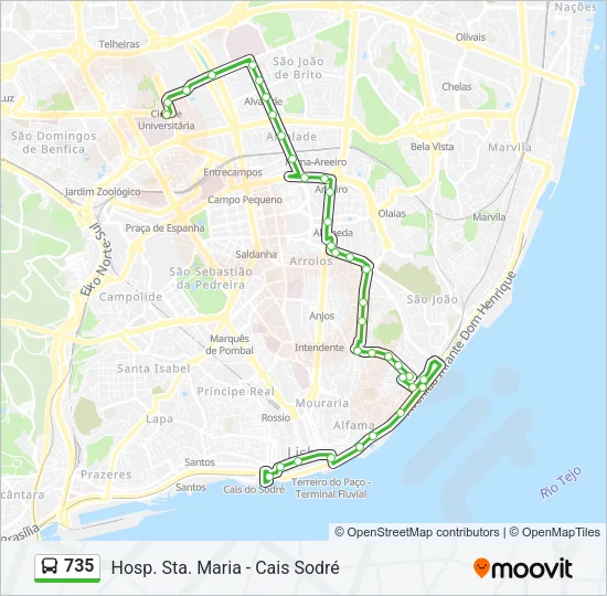 735 Bus Line Map