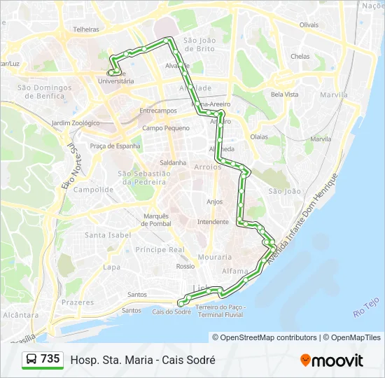 735 Bus Line Map
