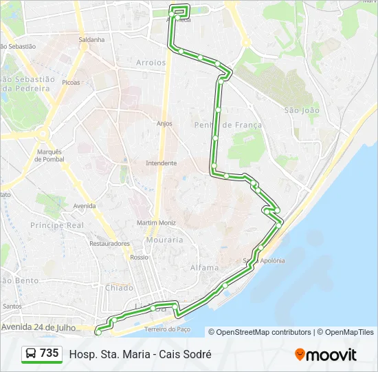 735 Bus Line Map