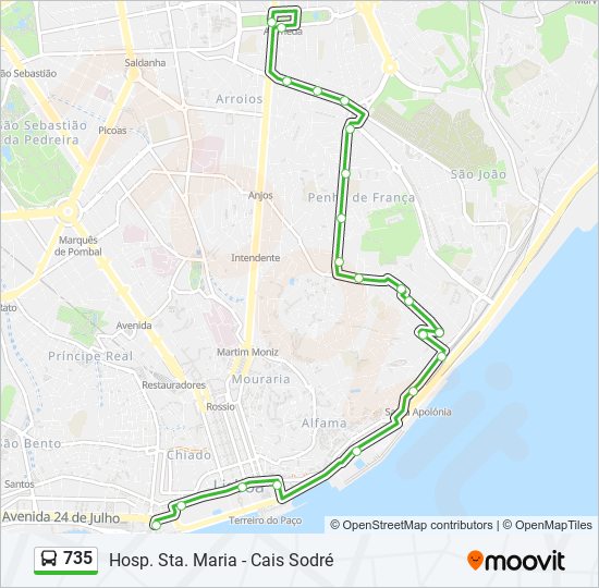 735 bus Line Map