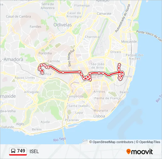 749 Bus Line Map