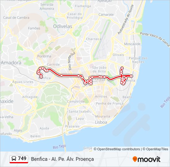 749 Bus Line Map