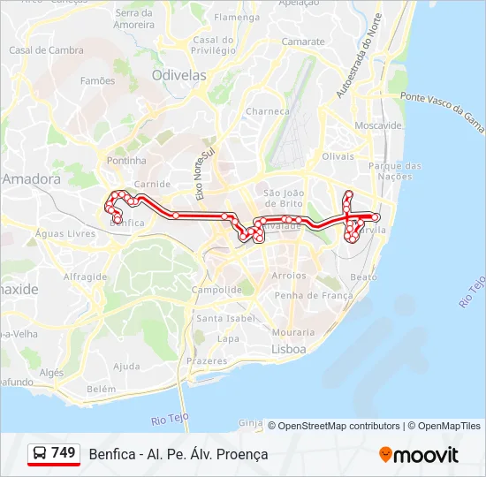 749 Bus Line Map