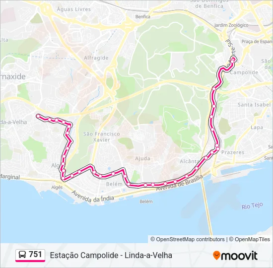 751 Bus Line Map