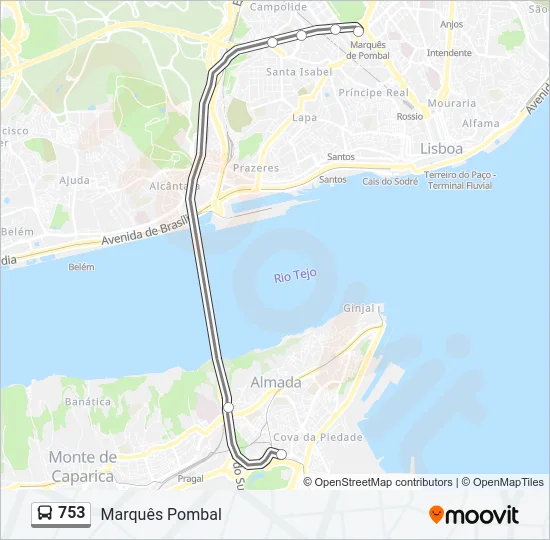 753 Bus Line Map
