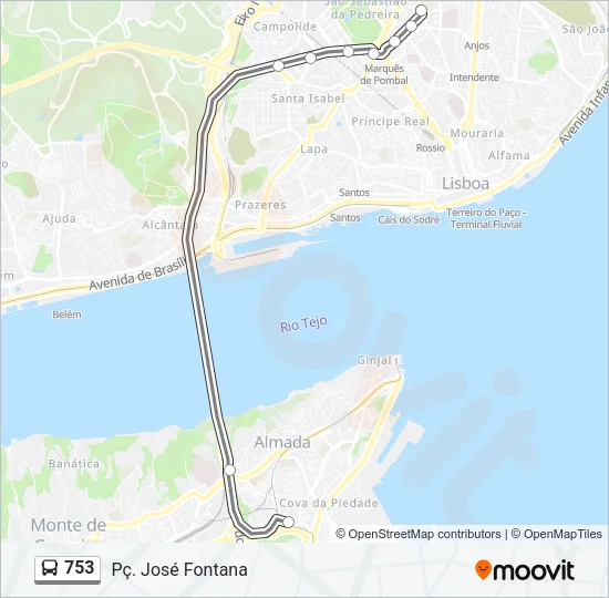 753 Bus Line Map