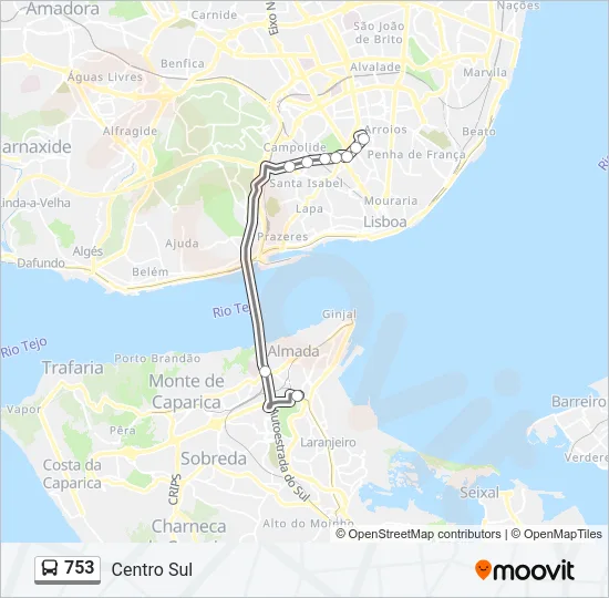 753 Bus Line Map