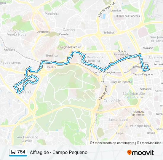 754 Bus Line Map