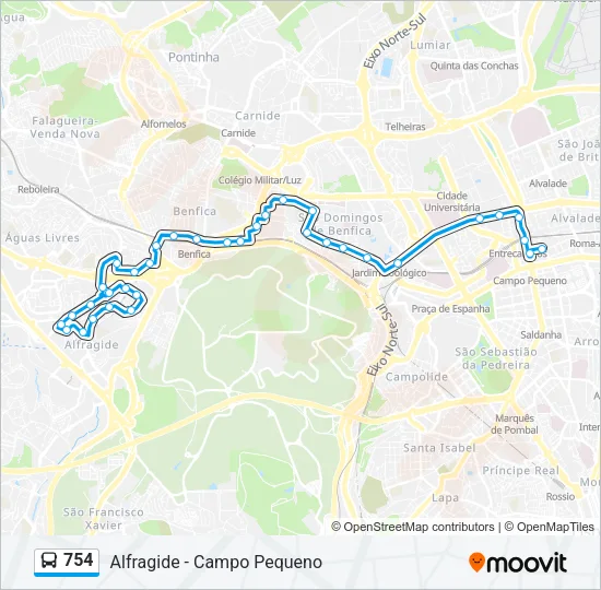 754 Bus Line Map
