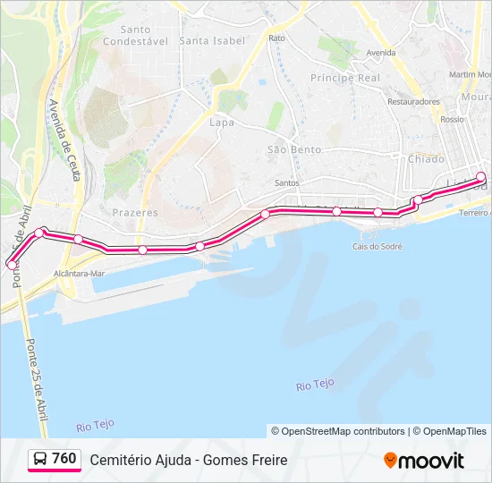 760 Bus Line Map