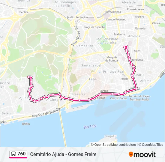 760 Bus Line Map
