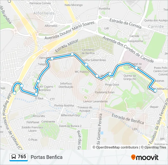 765 Bus Line Map