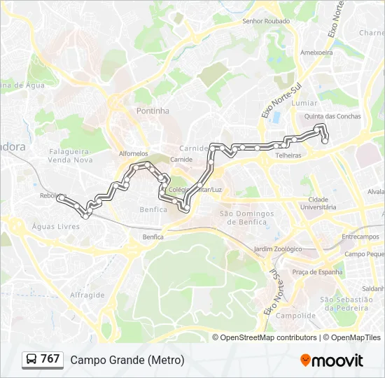 767 Bus Line Map