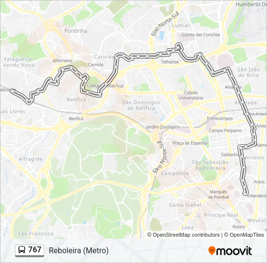 767 Bus Line Map