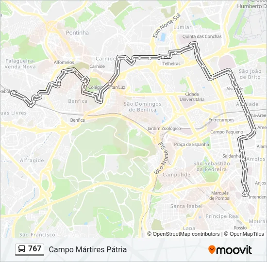 767 Bus Line Map