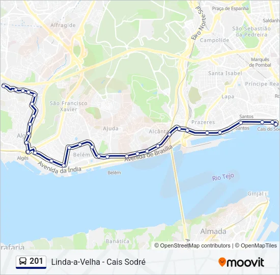 201 Bus Line Map