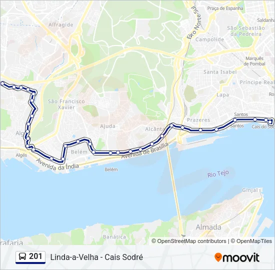 201 Bus Line Map