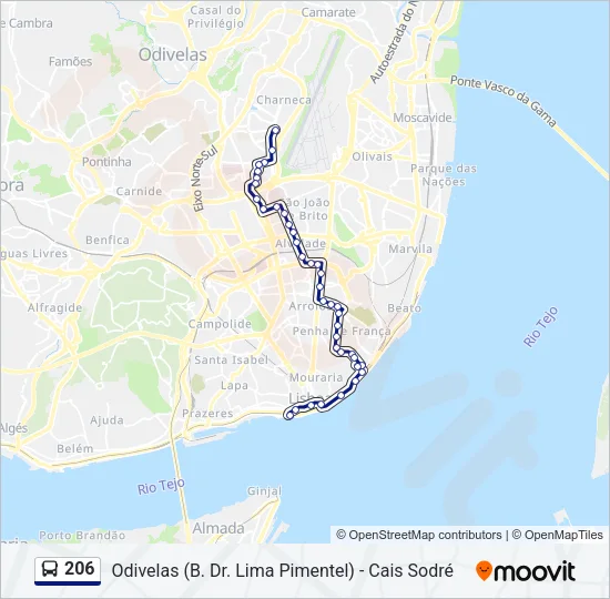 206 Bus Line Map