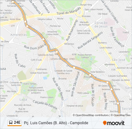 24E Bus Line Map